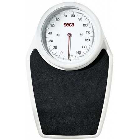 SECA 760 white mechanical floor scale with black mat