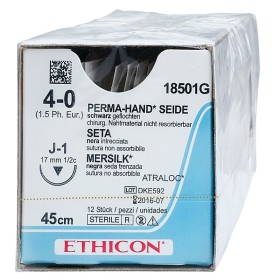 Ethicon Perma-Hand 18501G Non-Absorbable Suture with 1/2 17mm USP 4/0 black needle - 1 pc.