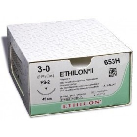 Suture non résorbable Ethicon Ethilon 653H avec aiguille 3/8 19mm USP 3/0 noir - 1 pc.