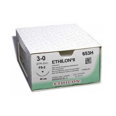 Ethicon Ethilon 653H non-absorbable suture with 19mm USP 3/0 black needle - 1 pc.