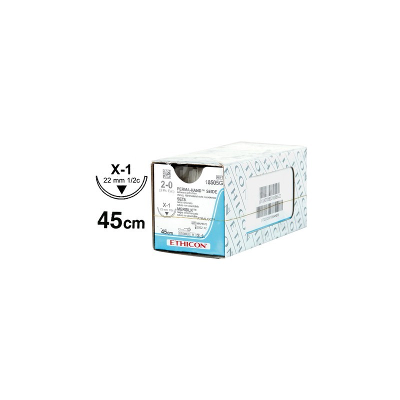 Ethicon perma-hand 737g niet-absorbeerbare hechtdraad met naald 1/2 22mm usp 2/0 zwart - 1 st