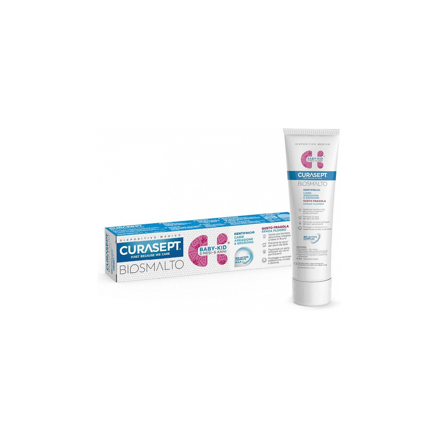BABY- KID zubní pasta biosmalt bez fluoridu (6 měsíců-6 let) - Jahoda 50 ml