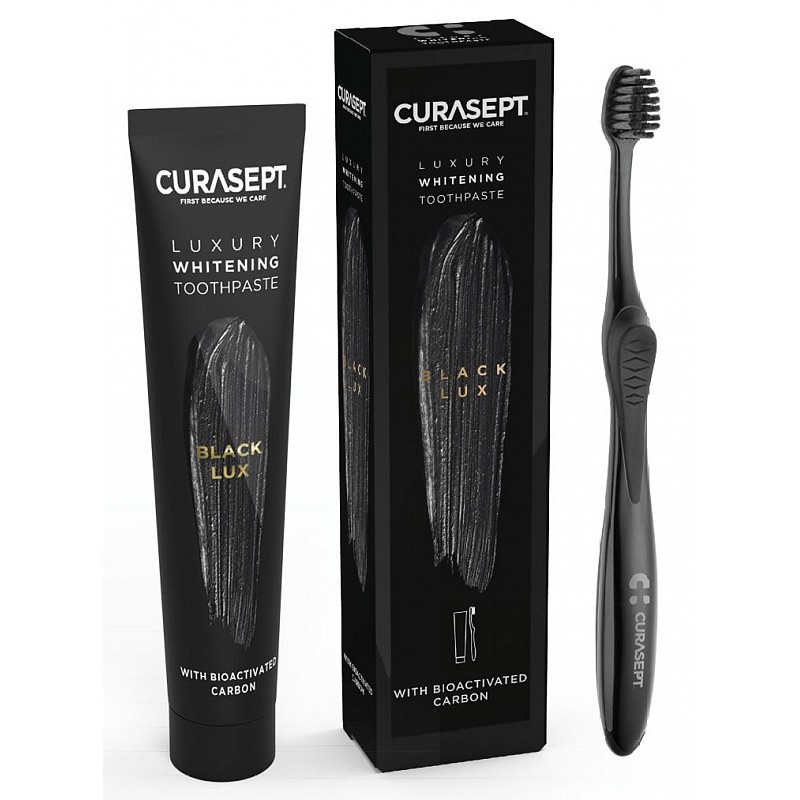 Curasept black luxury whitening toothpaste 75ml + toothbrush
