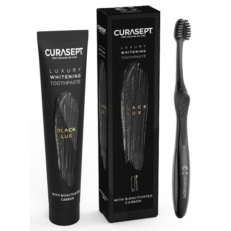 Creme dental clareador curasept black luxury 75 ml + escova de dentes