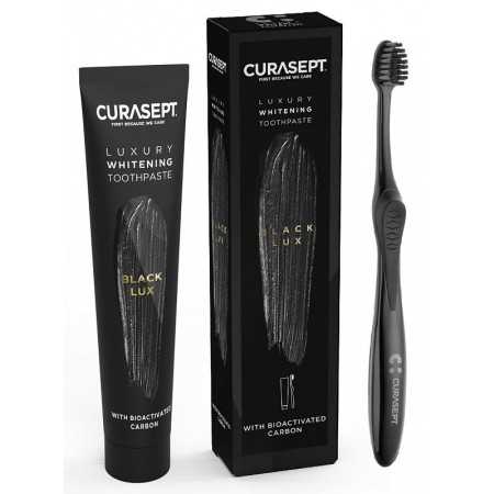 Curasept Black Luxury Whitening zubní pasta 75 ml + zubní kartáček