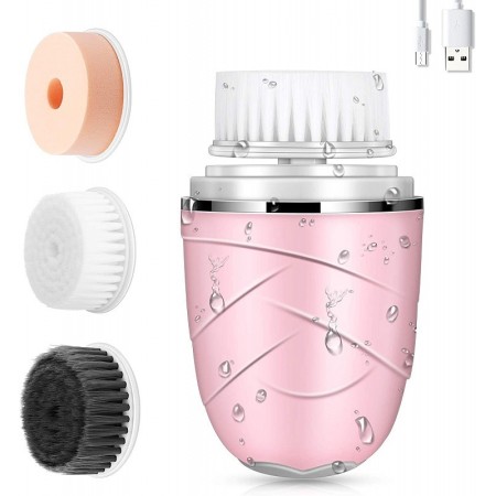 Escova de limpeza facial 3 em 1 rosa