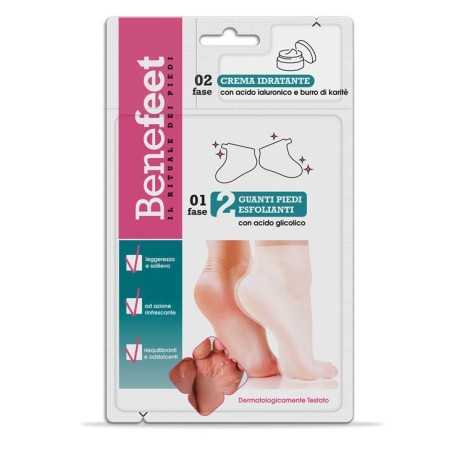 Benefeet Crema Hidratante y Guantes Exfoliantes para Pies