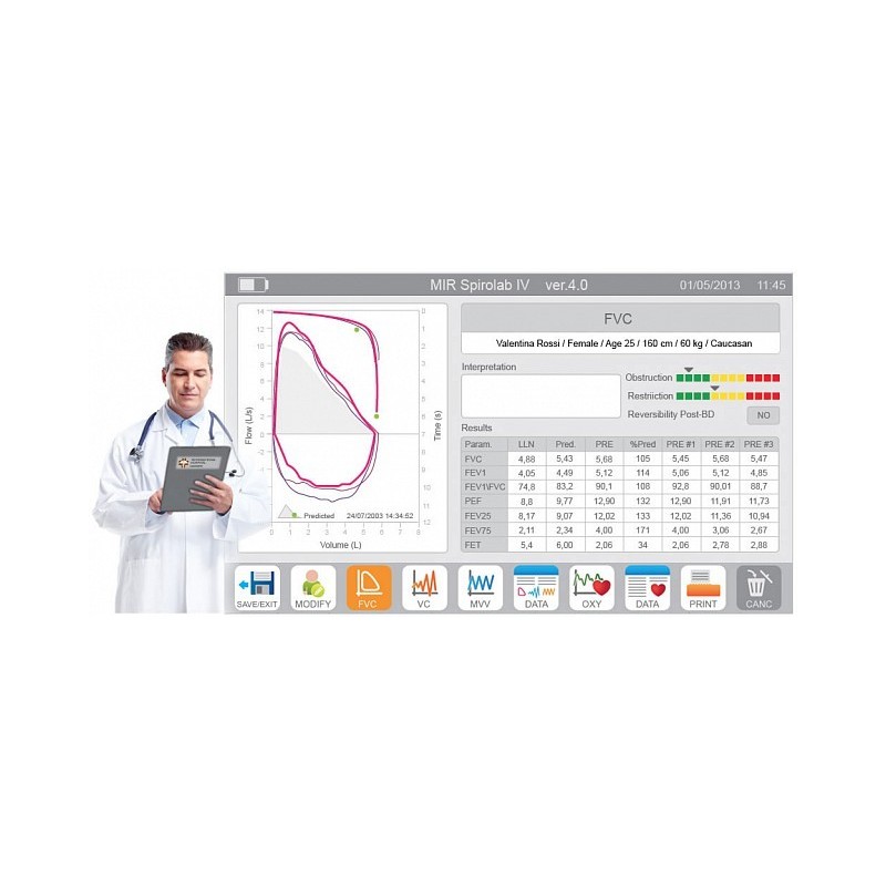 Farvespirometer med printer og oximeter mir spirolab