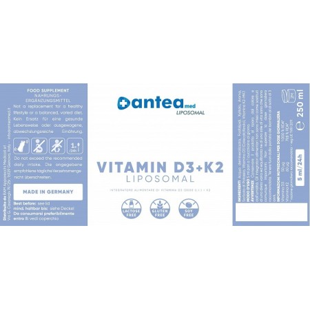 Anteamed liposomal vitamina d3+k2 250ml - vitamina d3 + k2 liposomiale liquida
