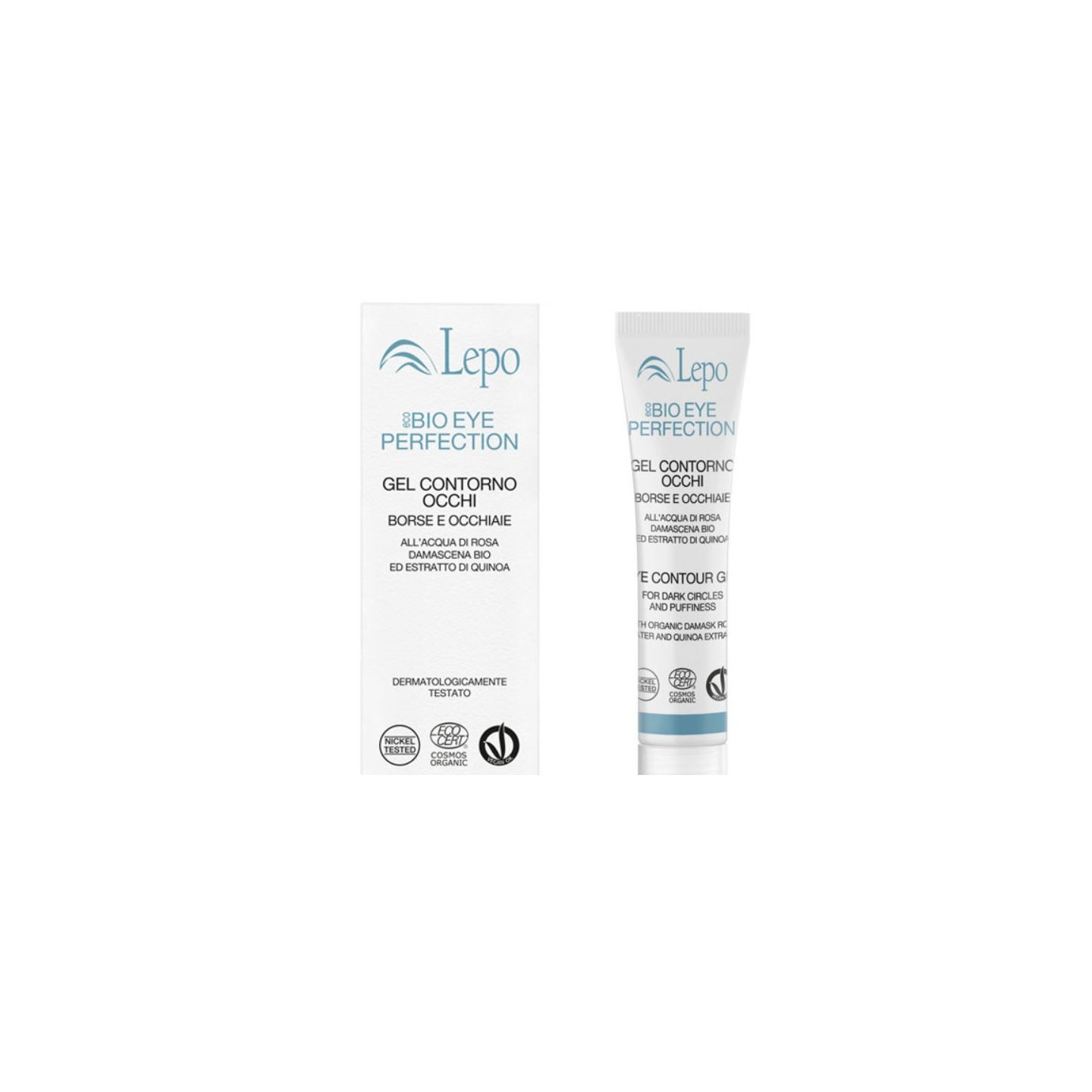 ECOBIO EYE PERFECTION gelové váčky na oční kontury a tmavé kruhy s damašskou růžovou vodou a extraktem z quinoy