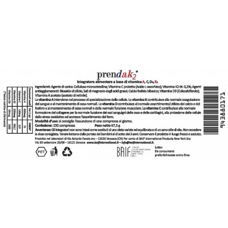 Prendak2 150 tabletter baseret på vitamin a, c, d3 og k2