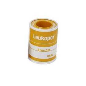 Leukopor 5 m x 5 cm plaster on non-woven spool for sensitive skin