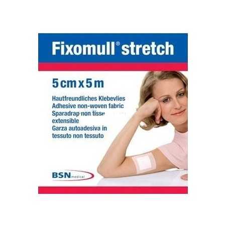 Leukoplast Fixomull stretch 5 mx 5 cm mehka in raztegljiva samolepilna gaza