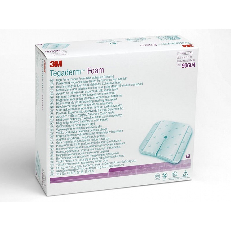 3m tegaderm pansement en mousse de polyuréthane non adhésif, 90604 - pour trachéotomie - 10 pcs.