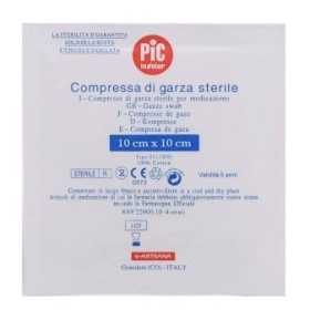 Sterile cut gauze compresses 4 layers, 10 x 10 in single bag