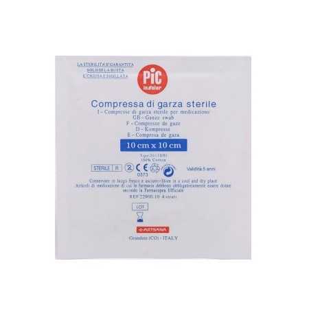 Sterile cut gauze compresses 4 layers, 10 x 10 in single bag