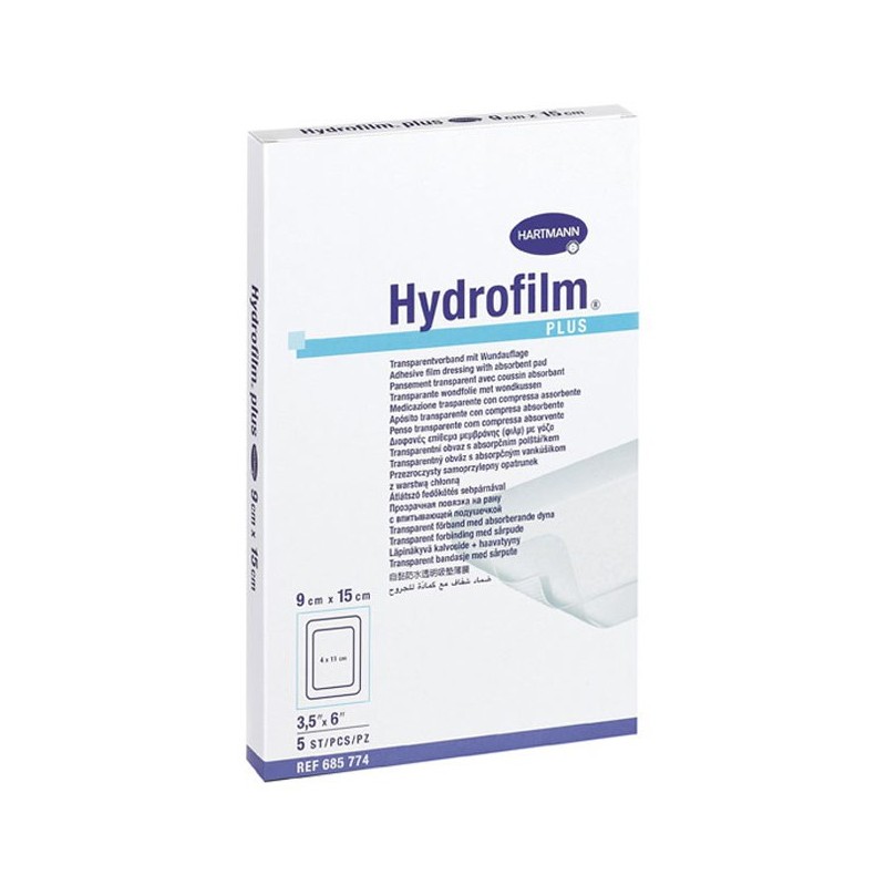 Hydrofilm plus apósito adhesivo transparente en poliuretano 9 x 10 cm 5 uds.