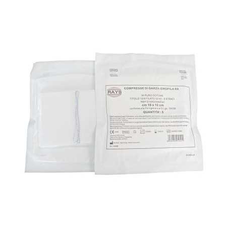 Sterile folded cotton gauze compress 10 x 10 cm 16 layers - 10 pcs.