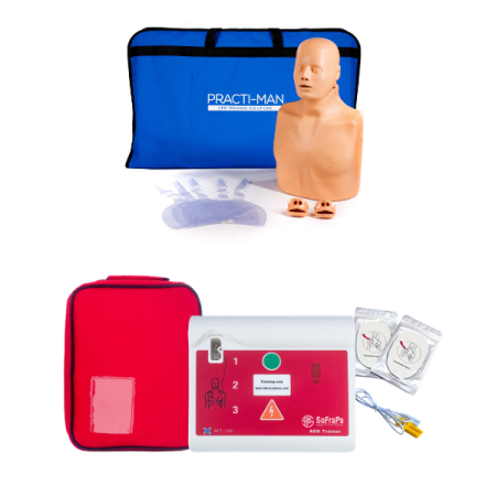 Kit Istruttore BLSD Duo Pack Silver con manichino mezzo busto e defibrillatore trainer