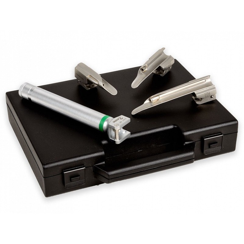 Set laringus pediátrico "maxlite" fo 3 hojas miller 00,0,1 - 2,5v