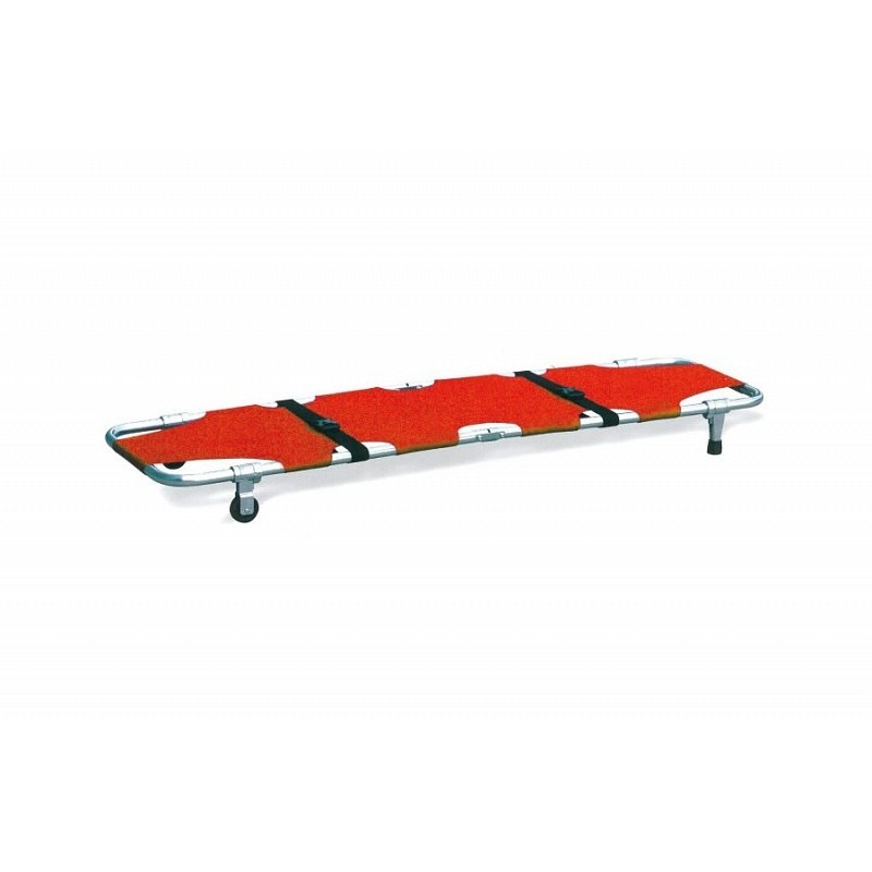 Geanodiseerde aluminium opvouwbare brancard - met 2 poten en 2 wielen