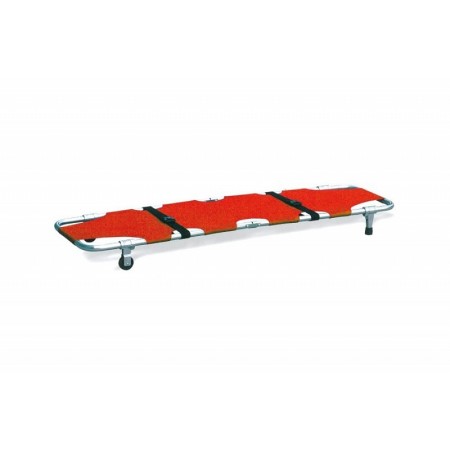 Foldable anodized aluminum stretcher - with 2 feet and 2 wheels