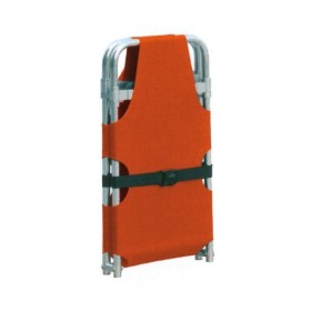 Folding stretcher in anodized aluminum - with 2 feet and 2 wheels