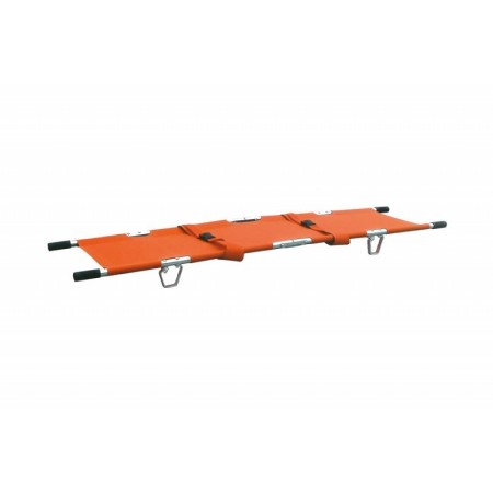 Foldable stretcher in length - with belts