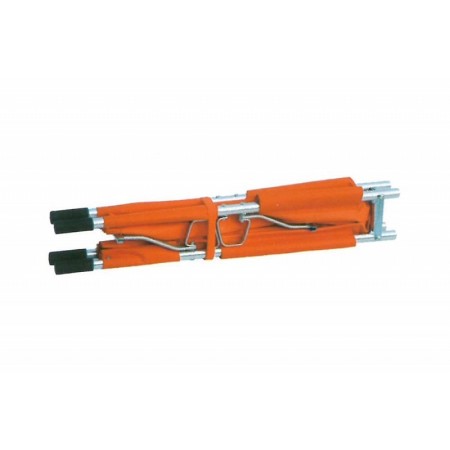 Foldable stretcher in length - with belts