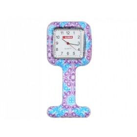 Nurses' watch - square - purple/blue pattern