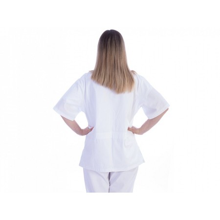 Tunică cu nasturi din bumbac/poliester alb, mărimea xxl, pentru femei