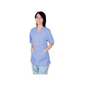Tunic with buttons-cotton/pol.-unisex s light blue