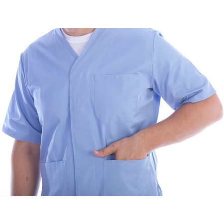 Tunică cu nasturi - bumbac/poliester - unisex, albastru deschis