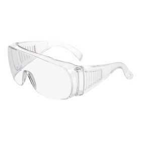 Transparent protective glasses with temples