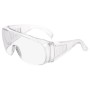 Transparent protective glasses with temples