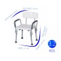 Bathroom shower seat with backrest and armrests