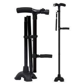 Anteamed Folding Walking Stick with LED Light and Adjustable Height