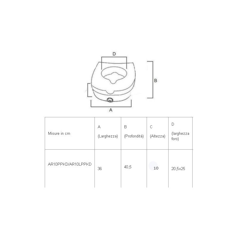 Rialza wc anteamed 10 cm con fermi e coperchio rimovibile