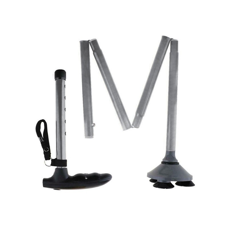 Stok met zuignappen en led-licht - zilver