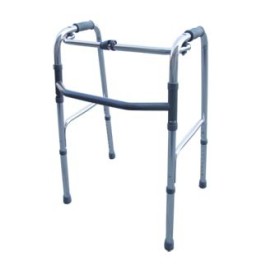 Folding walker, height-adjustable with 4 tips
