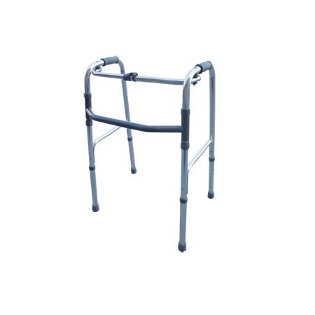 Folding walker, height-adjustable with 4 tips