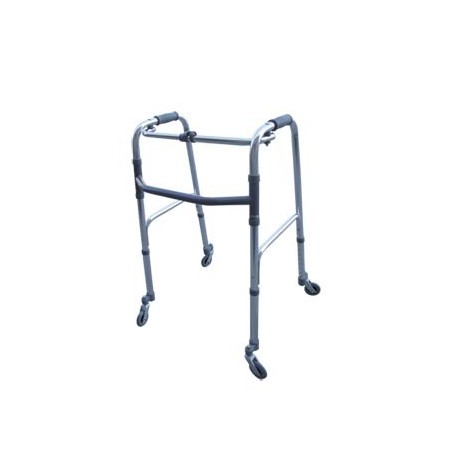 Folding walker, height-adjustable with 4 swivel wheels