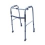 Folding walker, adjustable in height with 2 wheels and 2 self-locking tips