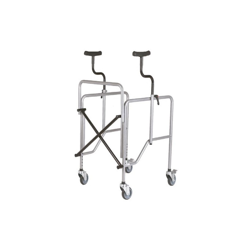 Height-adjustable folding axillary walker
