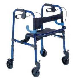 Folding walker with seat and brakes