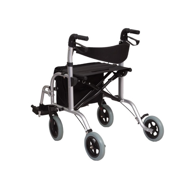 Aluminium rollator met dubbele functie