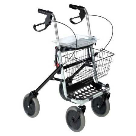 Folding rollator with seat