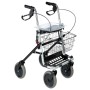 Folding rollator with seat