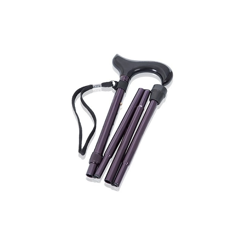 Bâton en aluminium anodisé avec embouts antidérapants - pliable et réglable en hauteur - poignée en t - femme