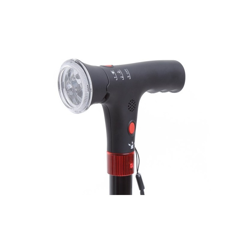 Baston din aluminiu cu lumină de curtoazie și avertizare acustică